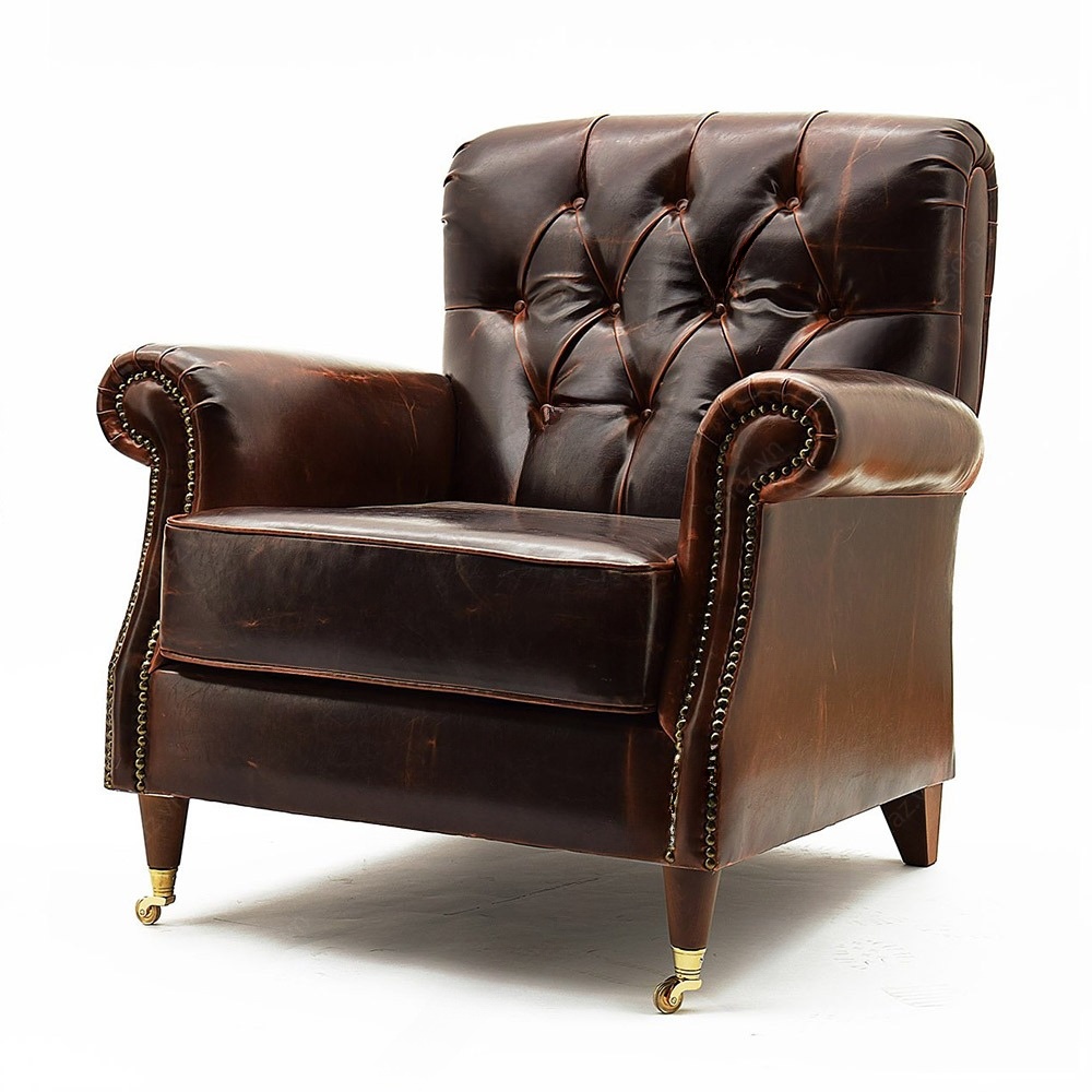 Ghế Sofa Da Bò Thật Tân Cổ Điển - SGVP14 4 Ghế Sofa Da Bò Thật Tân Cổ Điển - SGVP14