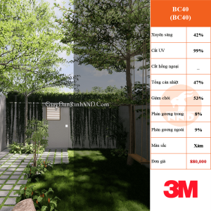 BC40- phim cách nhiệt 3m chính hãng Mỹ - Chuyên giành cho nhà kính - 3m building film