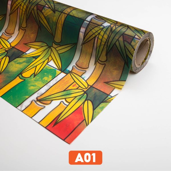 Giấy dán kính hình cây trúc già mã A01