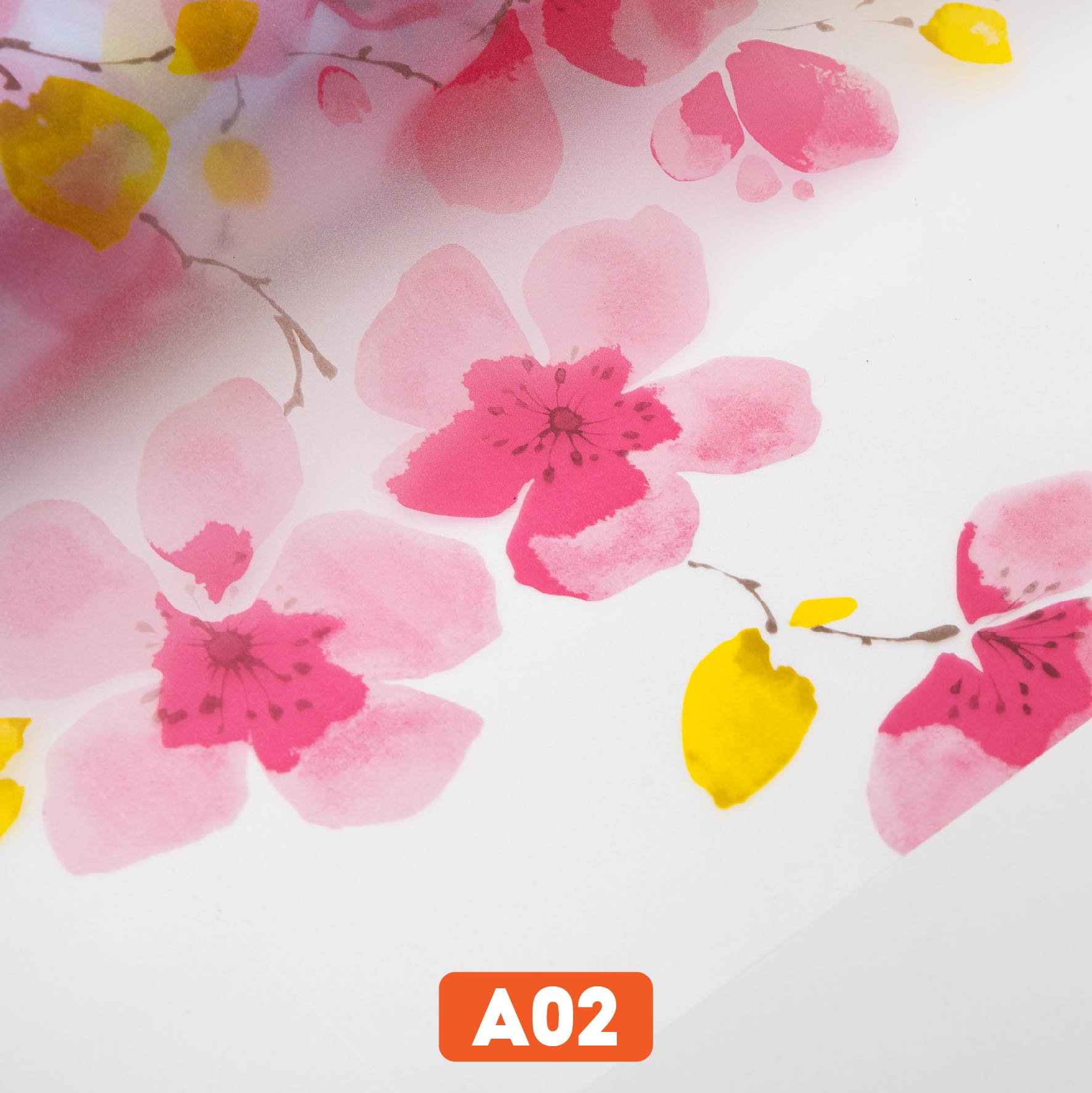 Giấy dán kính bông đào đỏ mã A02