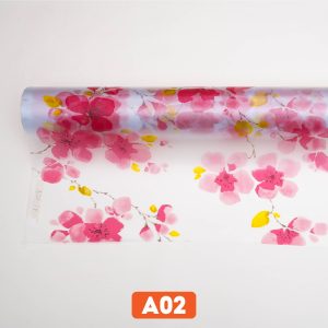 Giấy dán kính bông đào đỏ mã A02