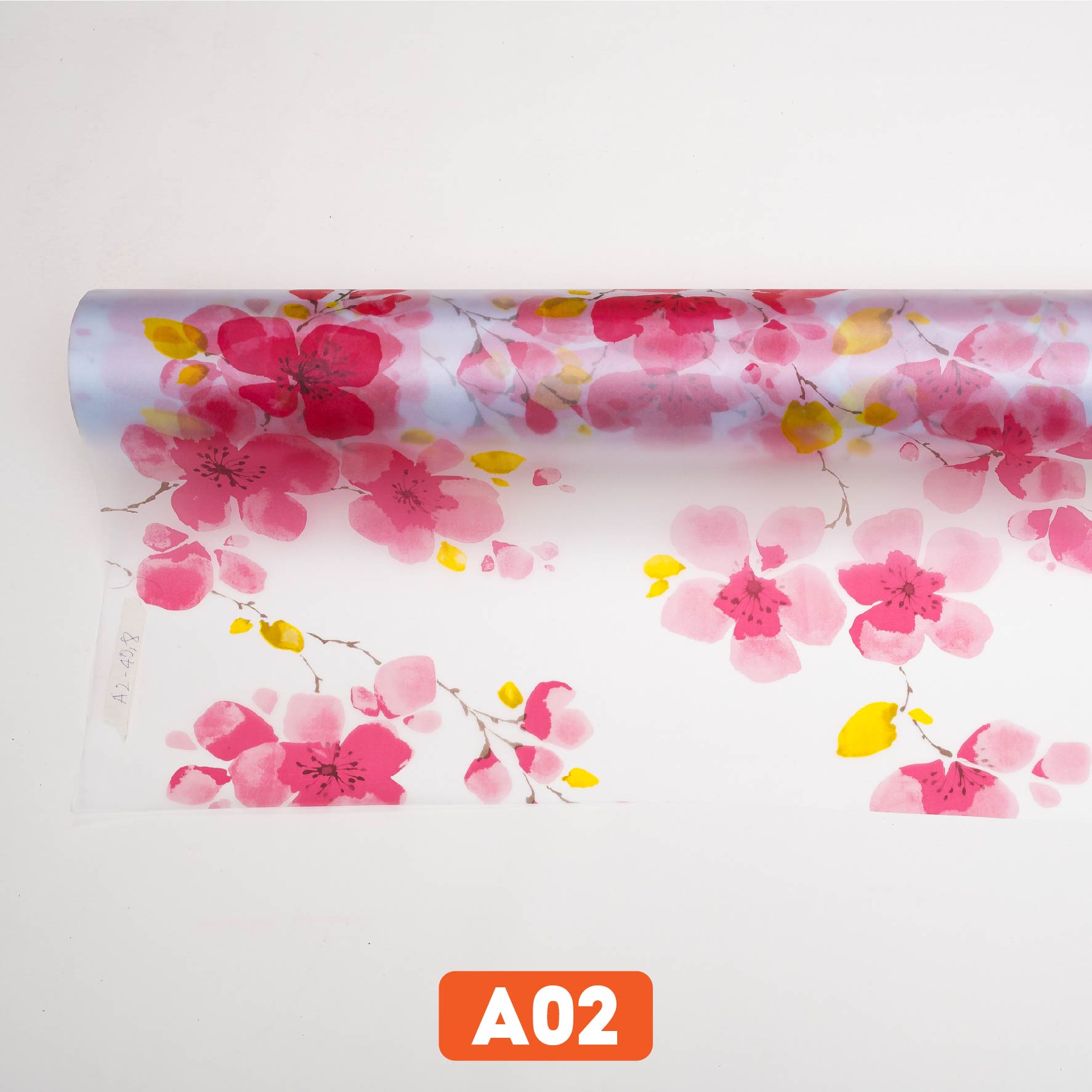 Giấy dán kính bông đào đỏ mã A02
