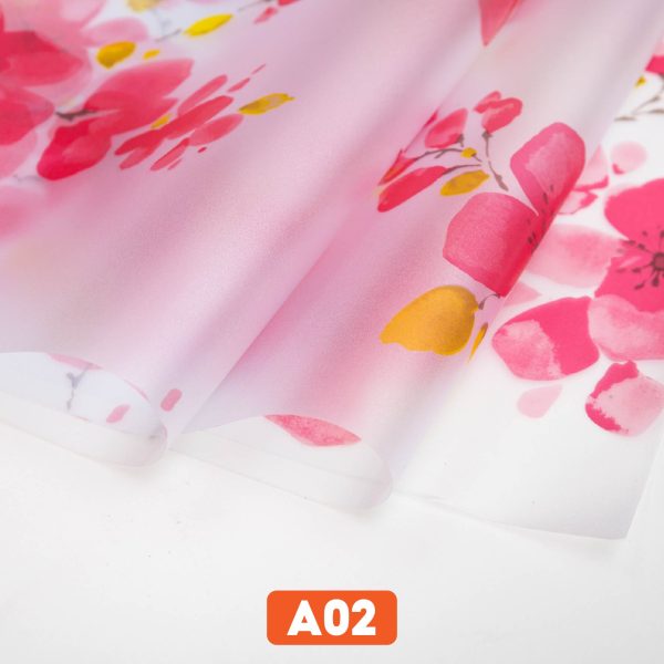 Giấy dán kính bông đào đỏ mã A02