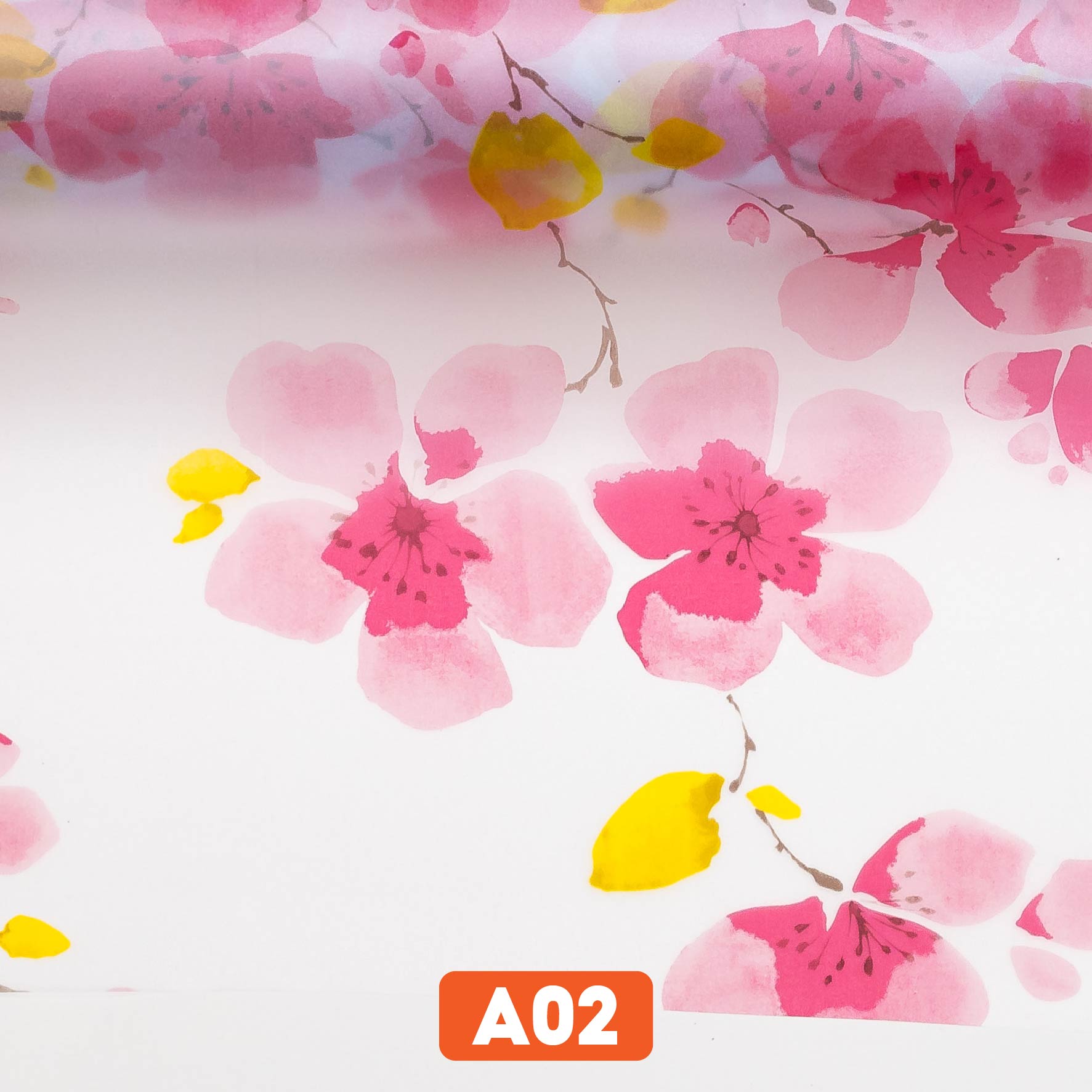 Giấy dán kính bông đào đỏ mã A02