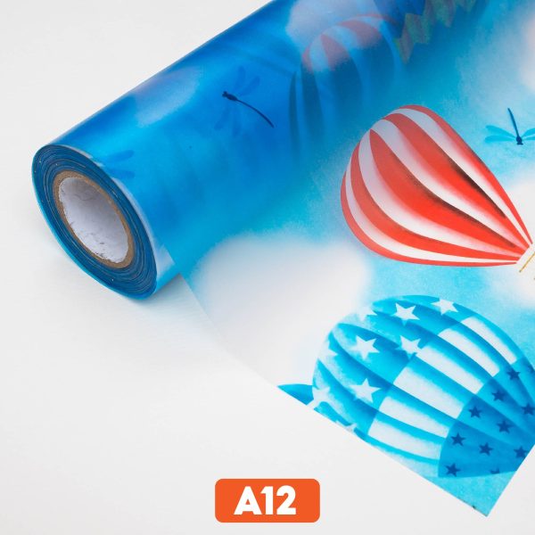Giấy dán kính hoa văn hình khinh khí cầu mã A12