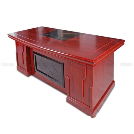 Bàn Giám Đốc Yếm Hoa Văn Đen 1m6- BGDVPXP07