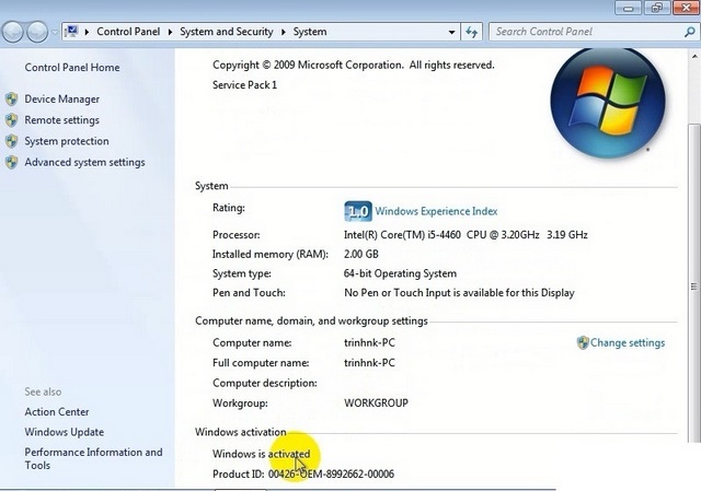 Cập nhật cách cài đặt và sử dụng Windows Loader mới nhất 7 Hệ thống đã Activate thành công Windows 7 bằng phần mềm Windows Loader