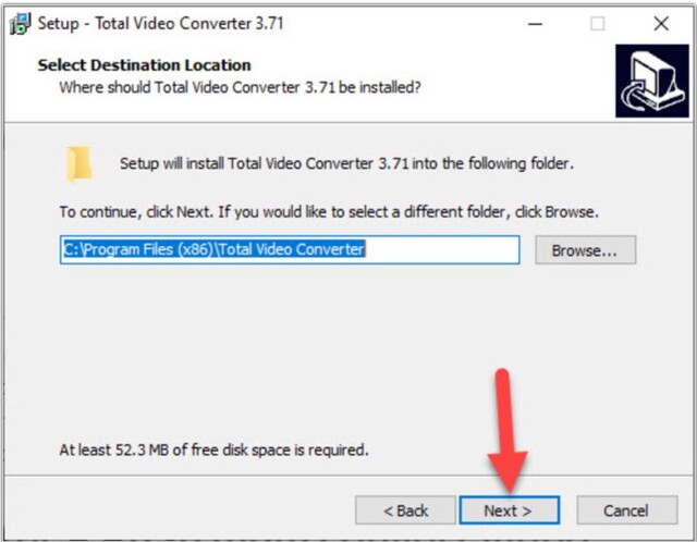Hướng dẫn tải và cài đặt Total Video Converter đúng cách 5 Chọn vị trí bạn muốn để lưu trữ phần mềm sau đó chọn Next