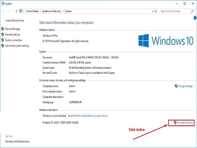 Cập nhật danh sách Key Win 10 kích hoạt bản quyền miễn phí 4 Di chuyển chuột và chọn vào Activate Windows
