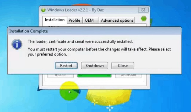 Hướng dẫn chi tiết các cách Crack Win 7 thành công 100% 13 Nhấn Restart khi Crack xong