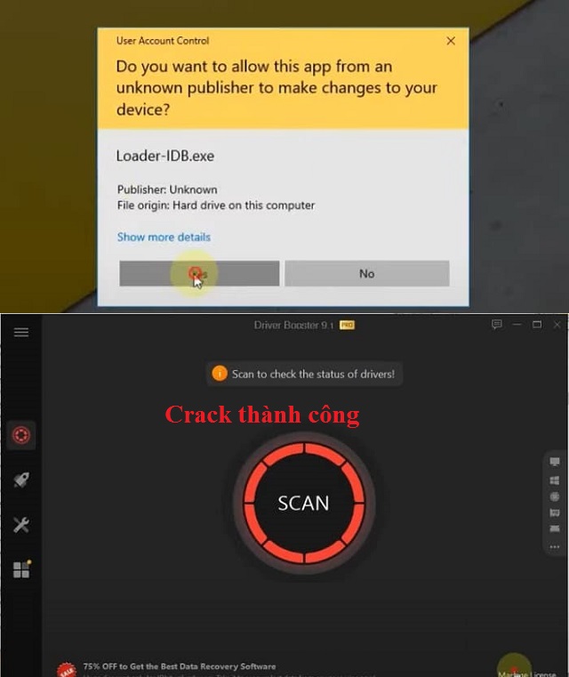 Driver Booster 9 Pro: Hướng dẫn cách tải và cài đặt phần mềm 15 Nhấn Yes để kết thúc quá trình Crack