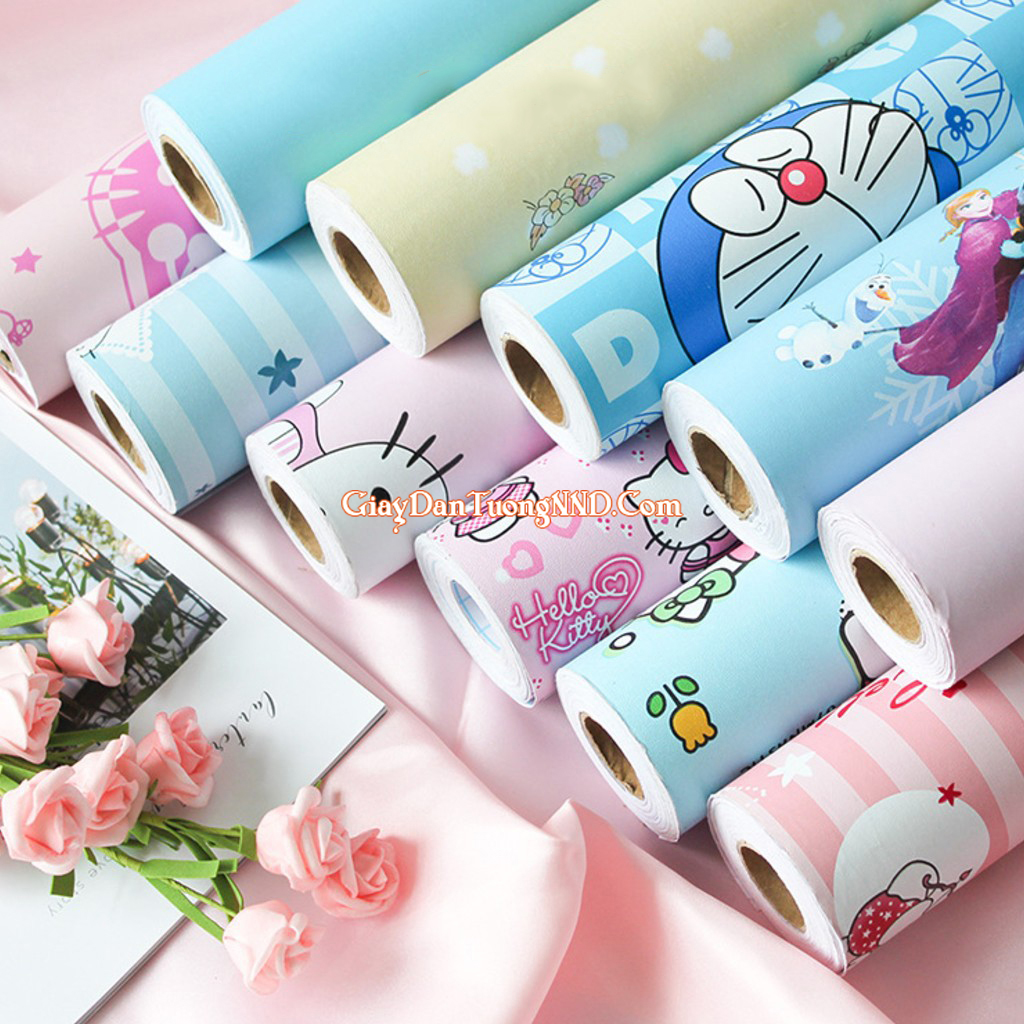 Giấy dán tường với nhiều màu sắc, hoa văn họa tiết khác nhau
