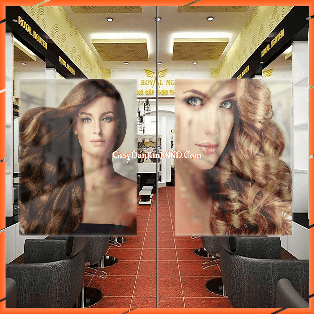 Tranh dán kính salon tóc đẹp
