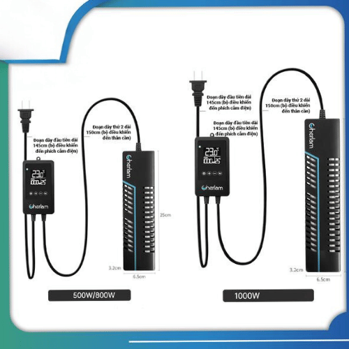 Máy Sưởi Bể Cá Cherlam Pro 500w 800w 1000w Có 4 Đầu Dò Nhiệt Độ Công Nghệ Mới Máy Sưởi Bể Cá Cherlam Pro 500w 800w 1000w Có 4 Đầu Dò Nhiệt Độ Công Nghệ Mới