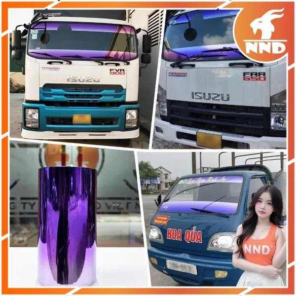 Phim Cách Nhiệt Kính Lái Xe Tải Màu Tím Khổ 20cm | XT20-2
