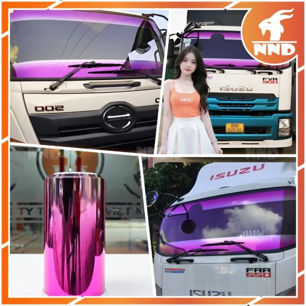 Phim Cách Nhiệt Kính Lái Xe Tải Màu Hồng Khổ 20cm | XT20-3
