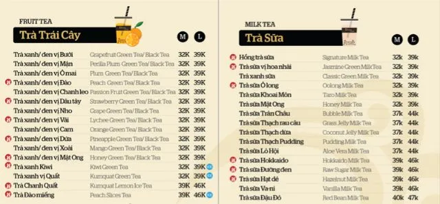 Menu có bố cục rõ ràng