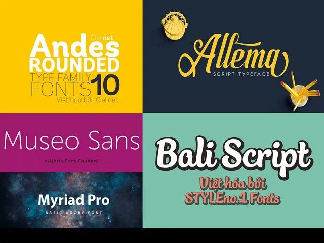 Font chữ đẹp kết hợp màu sắc và kích thước