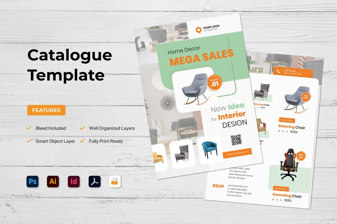 Mẫu danh mục sản phẩm Dawson (indd, idml)