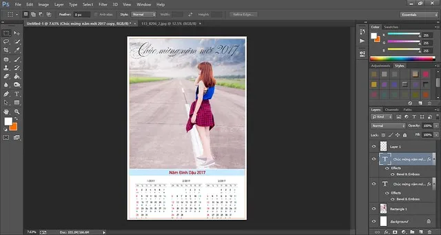 Thiết kế lịch để bàn trên Photoshop