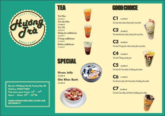 Mẫu menu Hương Trà