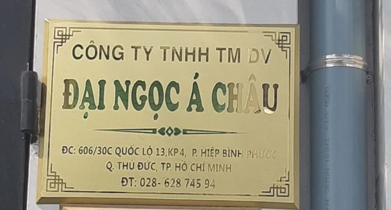 Bảng hiệu inox công ty Đại Ngọc Á Châu