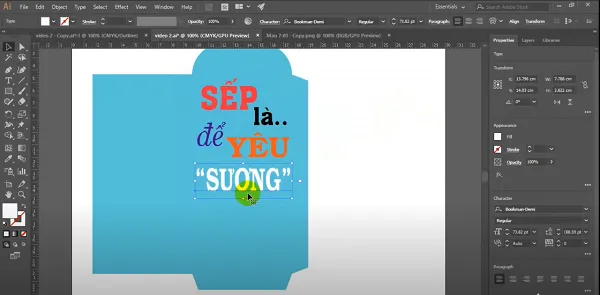 Chỉnh kích thước chữ tùy thích trên bao lì xì