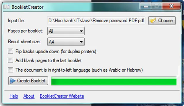 Chờ chương trình tạo sách thành công