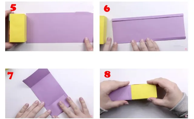 Gấp tờ giấy theo chiều dài và gập 2 cạnh vào bên trong