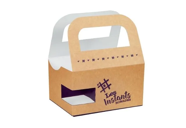 Mẫu hộp giấy đựng thức ăn nhanh có quai cầm