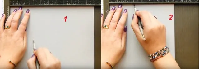 Bước 1 – Kẻ các đường nếp gấp