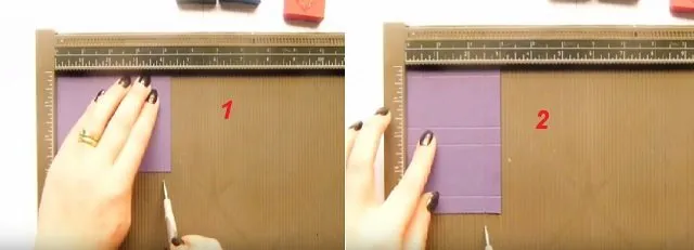 Bước 1: Kẻ đường tạo nếp trên tờ bìa