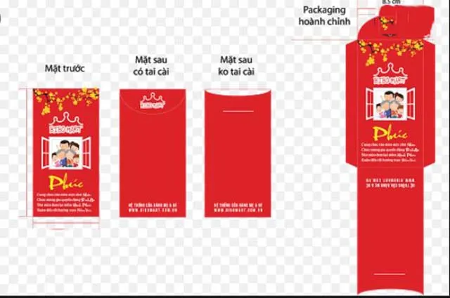 Lì xì kích thước chuẩn cho size nhỏ