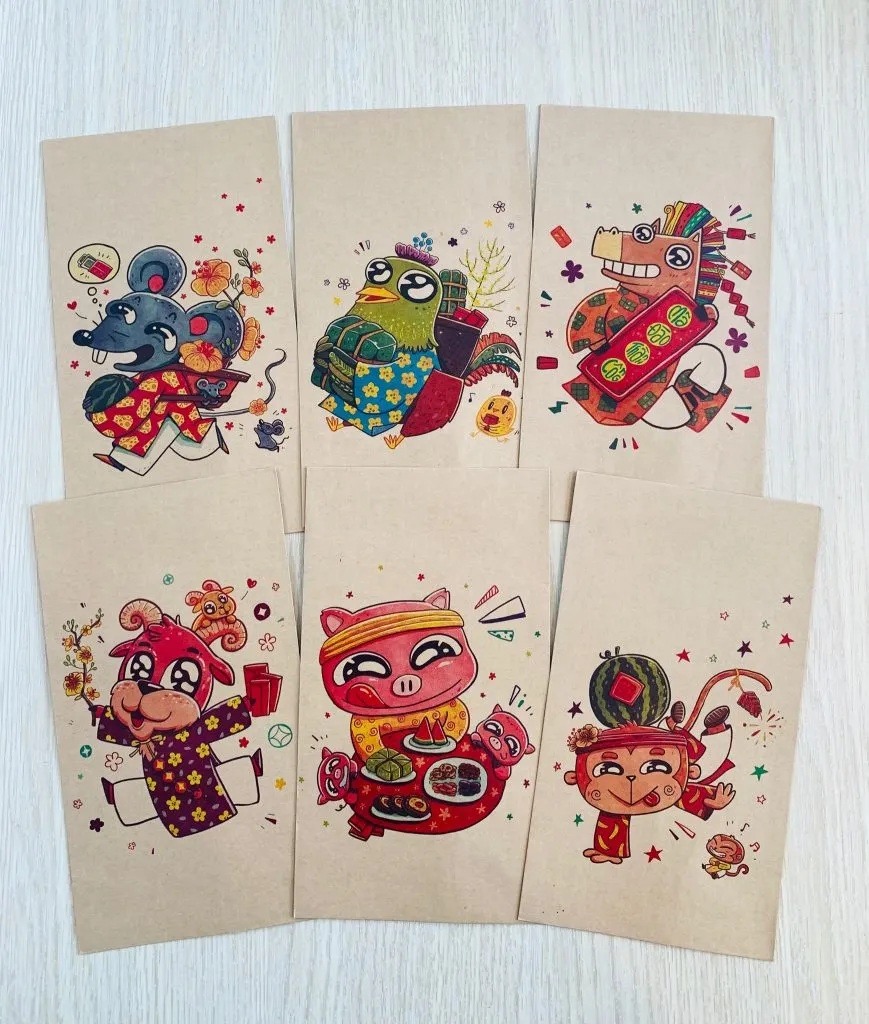 Lì xì 12 con giáp giấy Kraft