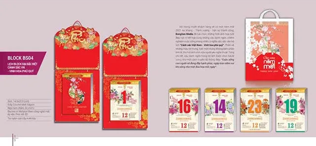 Lịch bloc đẹp dùng để treo tường