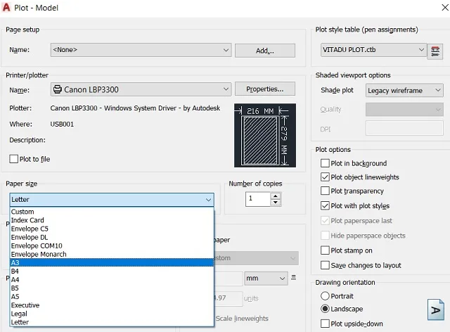 Lựa chọn khổ giấy
