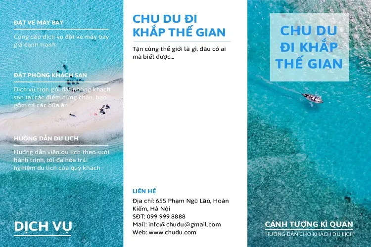 Mẫu brochure du lịch sắc xanh nước biển