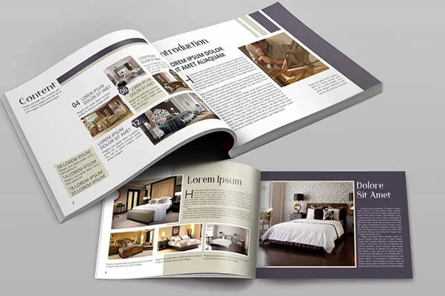 Mẫu brochure khách sạn liệt kê chi tiết nội thất