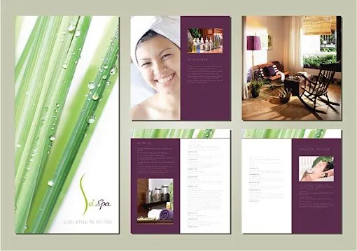 Mẫu brochure spa thiên nhiên màu xanh tím thư giãn