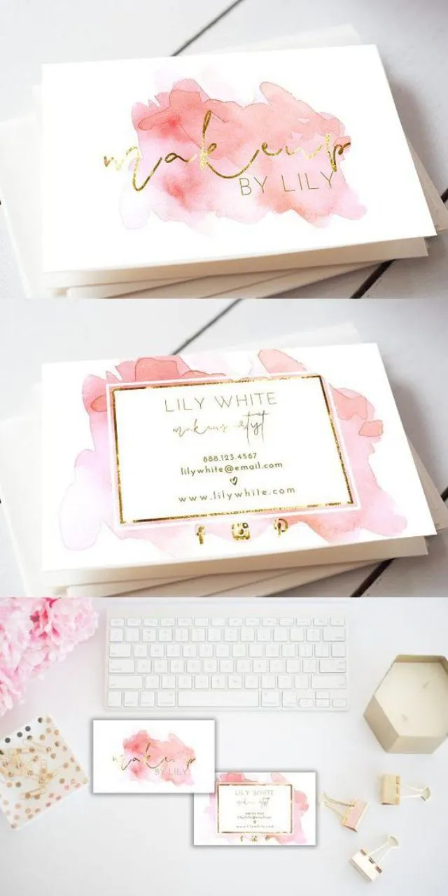 Mẫu card visit phun xăm màu nước