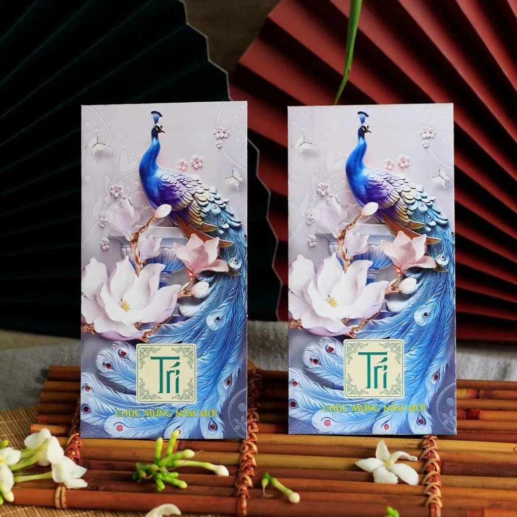 Mẫu lì xì in hình con công cực đẹp