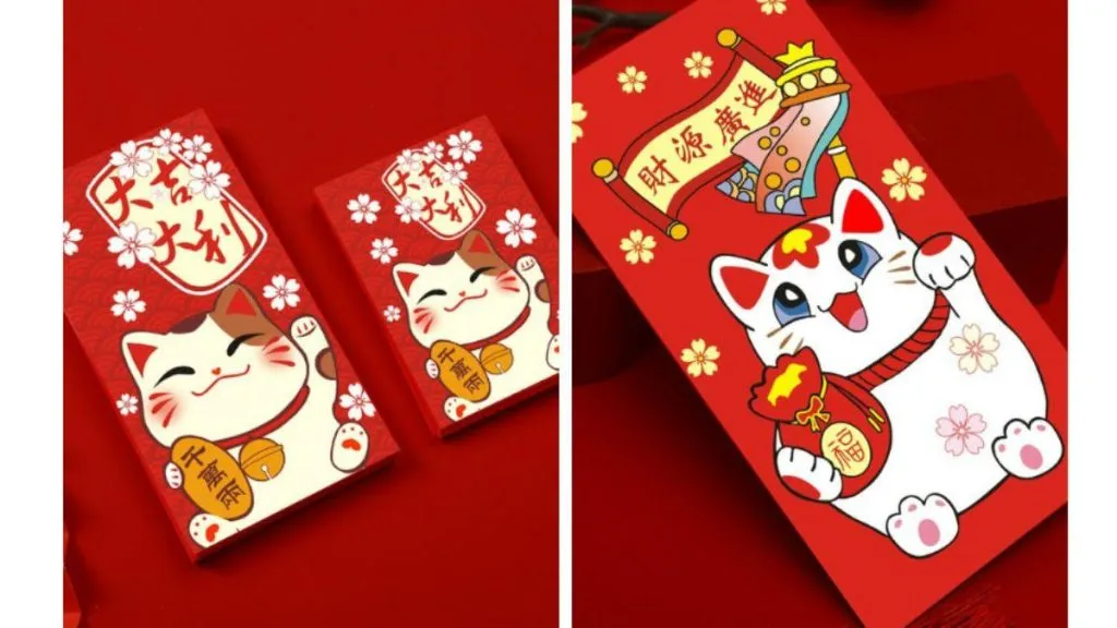 Mẫu lì xì in mèo thần tài