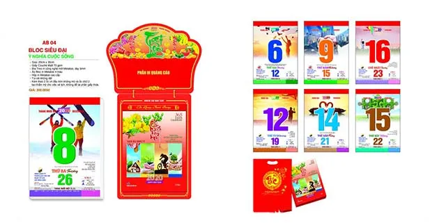 Mẫu lịch bloc với kích thước siêu đại