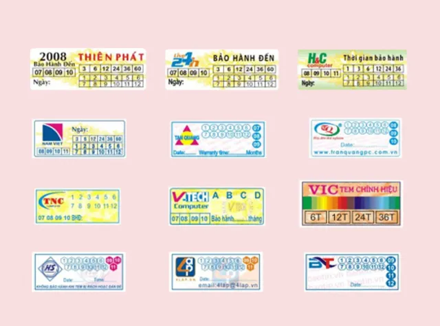 Mẫu tem bảo hành hình chữ nhật Mẫu tem bảo hành hình chữ nhật