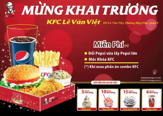 Mẫu tờ rơi khai trương gà rán KFC kèm ưu đãi
