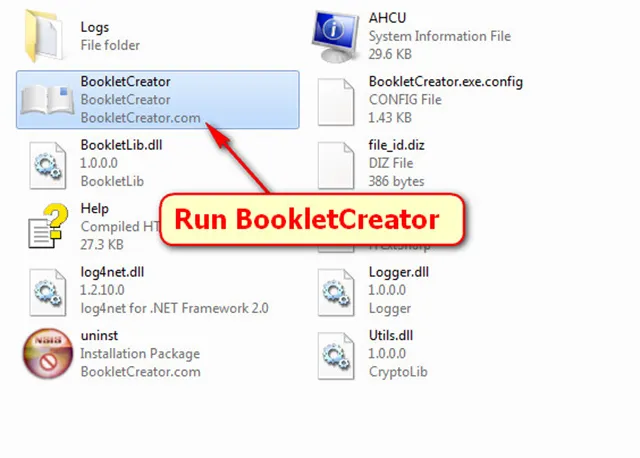Mở Run BookletCreator