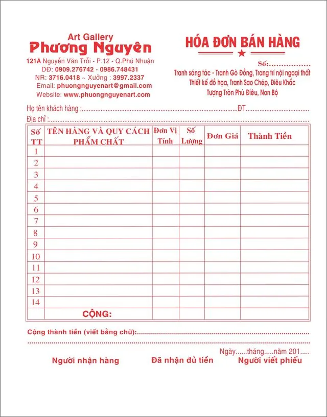 Nội dung hợp lệ của hóa đơn bán lẻ