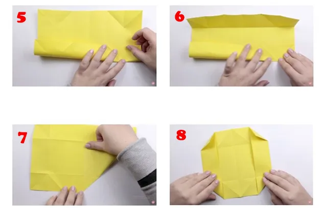 Tạo nếp gấp của tờ giấy thành các hình tam giác