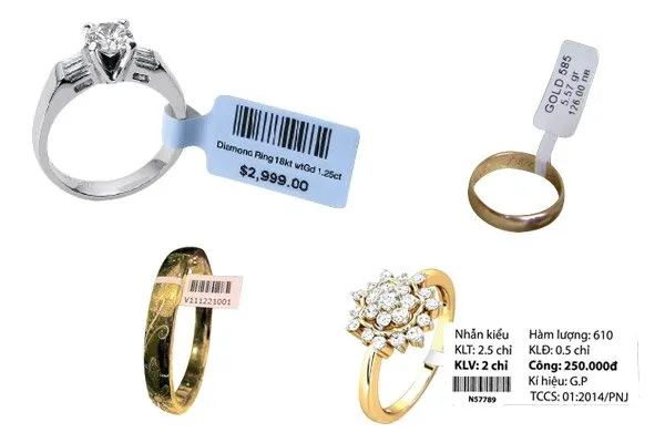 Tem sản phẩm trang sức vàng bạc