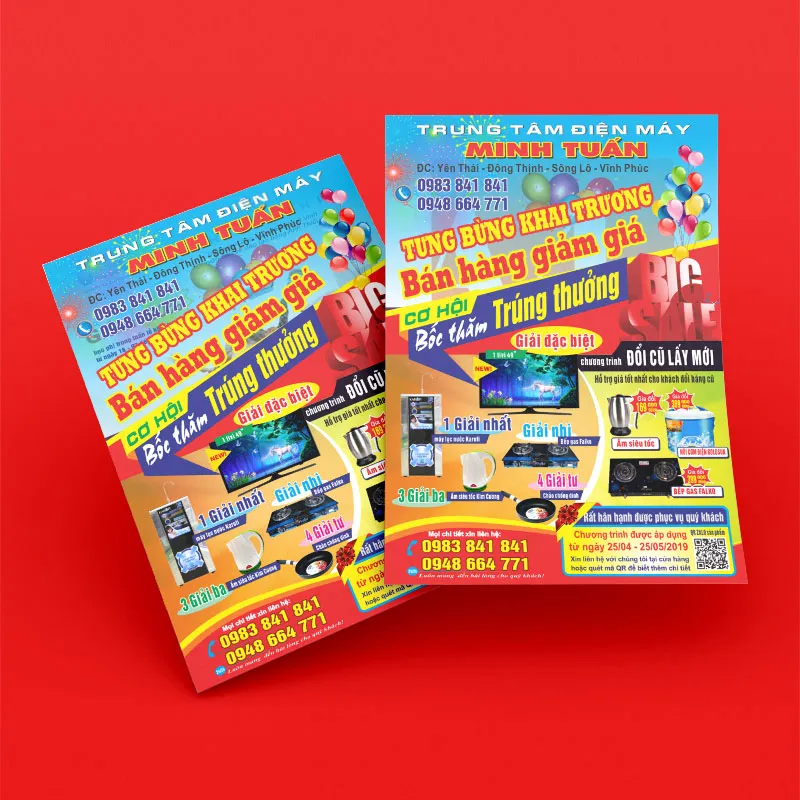 Tờ rơi khai trương siêu thị điện máy Minh Tuấn